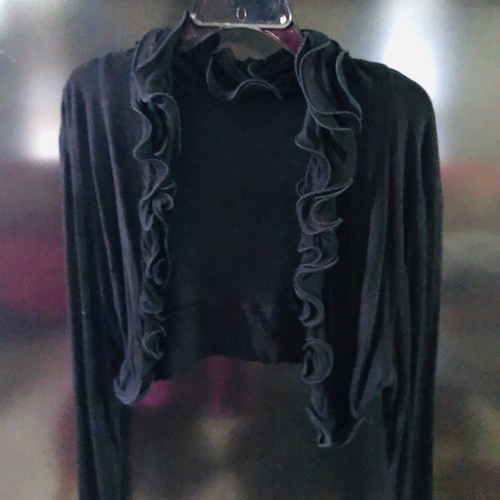 Rose petal collar shirt jacket